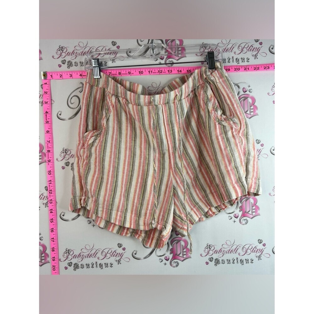 Briggs shorts linen rayon Striped High-Waist Shorts in Pink, Cream, and Olive